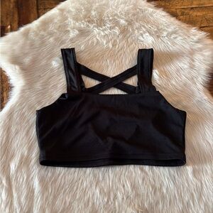 Black Crisscross Strap Women's Top